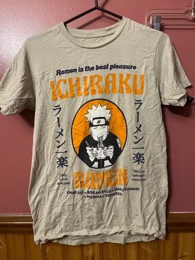 Naruto Ichiraku Ramen Graphic Tee - Beige with Orange Print